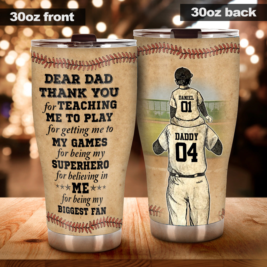 Thank You Dad My Biggest Fan - Personalized Baseball Tumbler