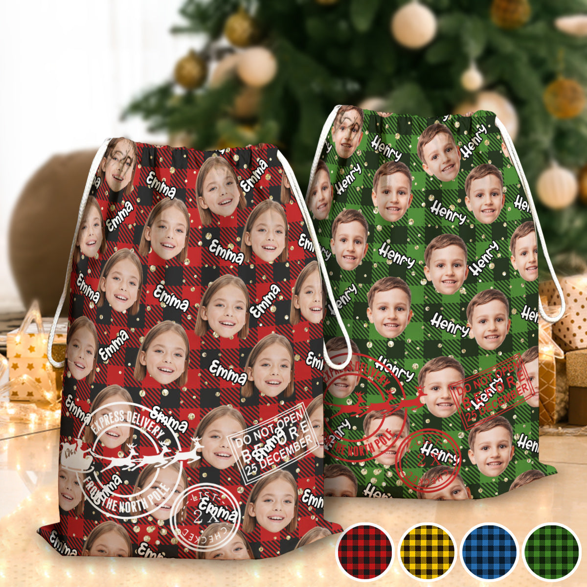 Cute Faces Christmas Special Delivery - Personalized Grandma Christmas Tote Bag