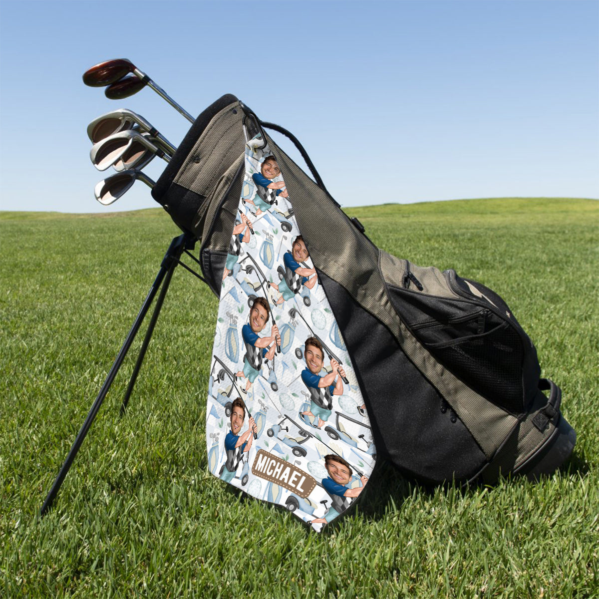Photo Inserted Funny Golfer - Personalized Golf Golf Towel