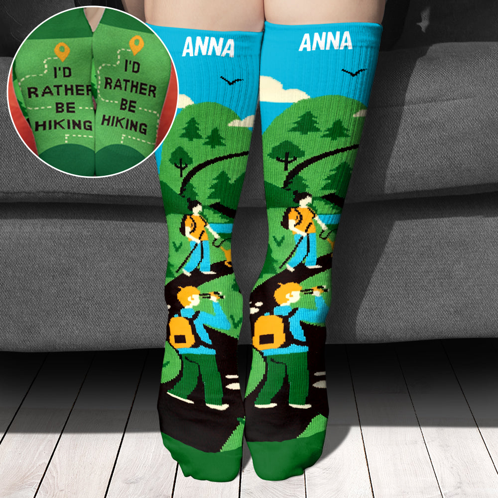 I'd Rather Be Hiking - Personalized Hiking Socks