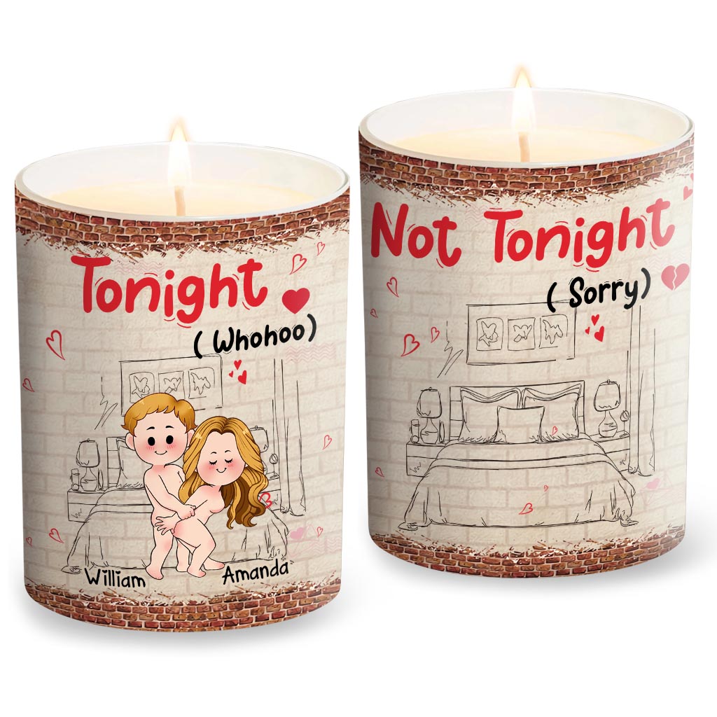 Tonight - Personalized Couple Candle With Wooden Lid