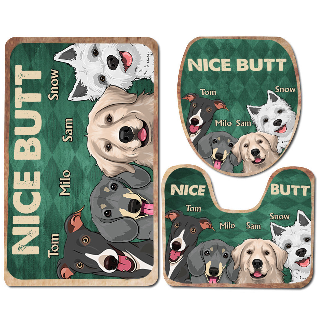 Nice butt Shower - Dog gift for dog lover, cat lover - Personalized Bathroom Mats Set