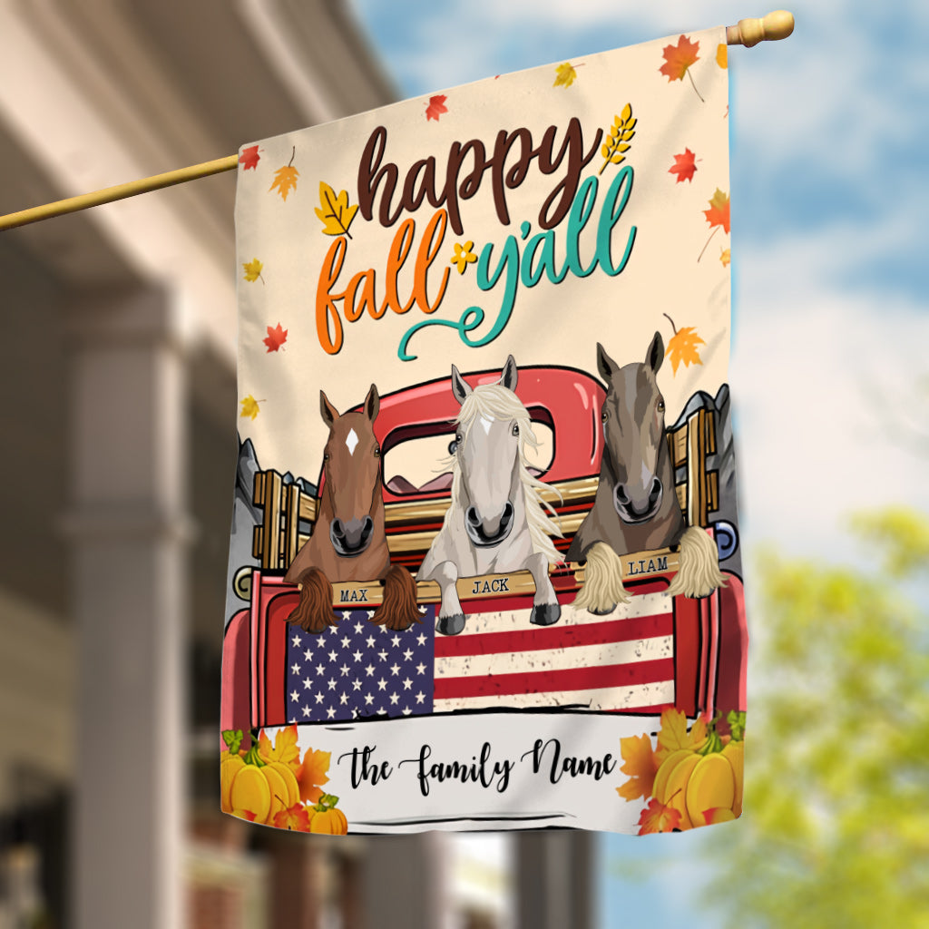 Happy Fall Y'all - Personalized Horse House Flag