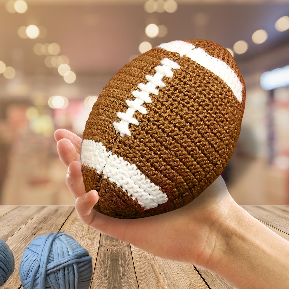 Knitted American Football Ball - Football Hand Knitted Doll