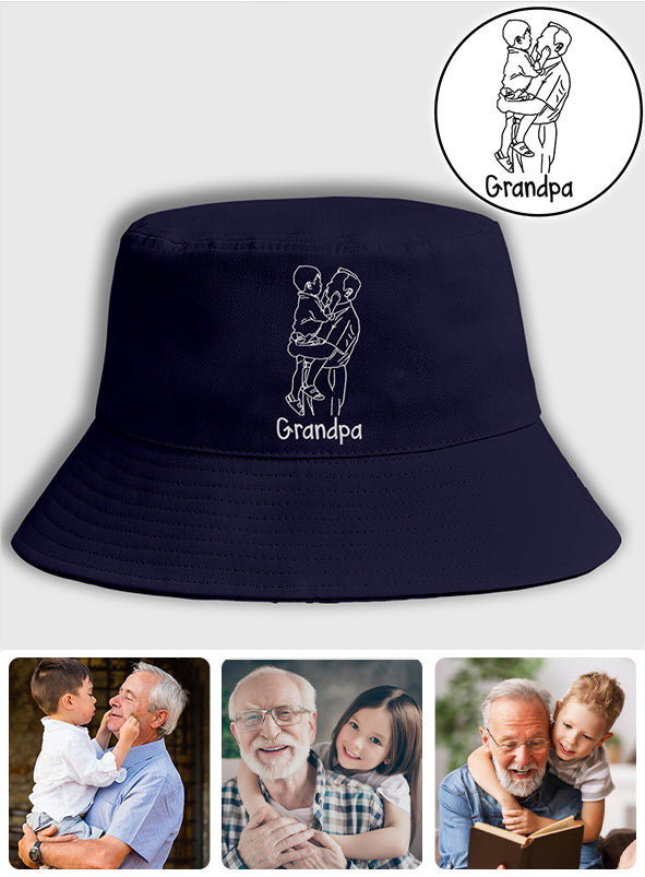 Custom Photo - Personalized Grandpa Embroidered Bucket Hat