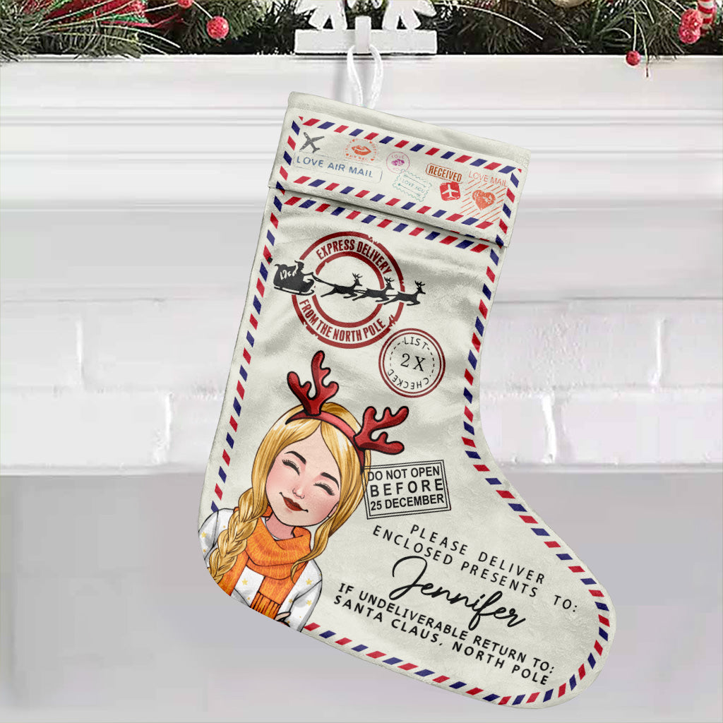 North Pole Airplane Christmas Stocking