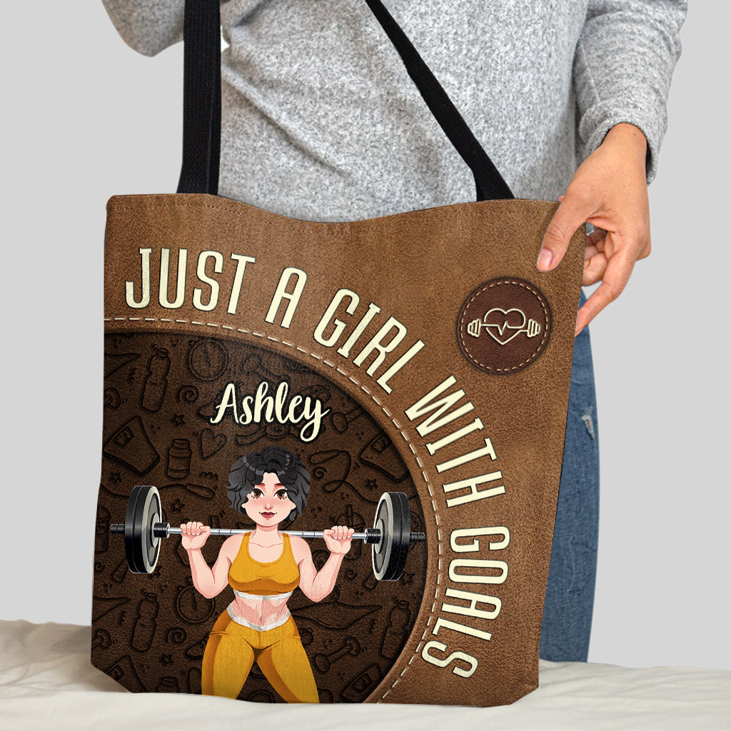 Just A Girl With Goals - Personalized Fitness Tote Bag