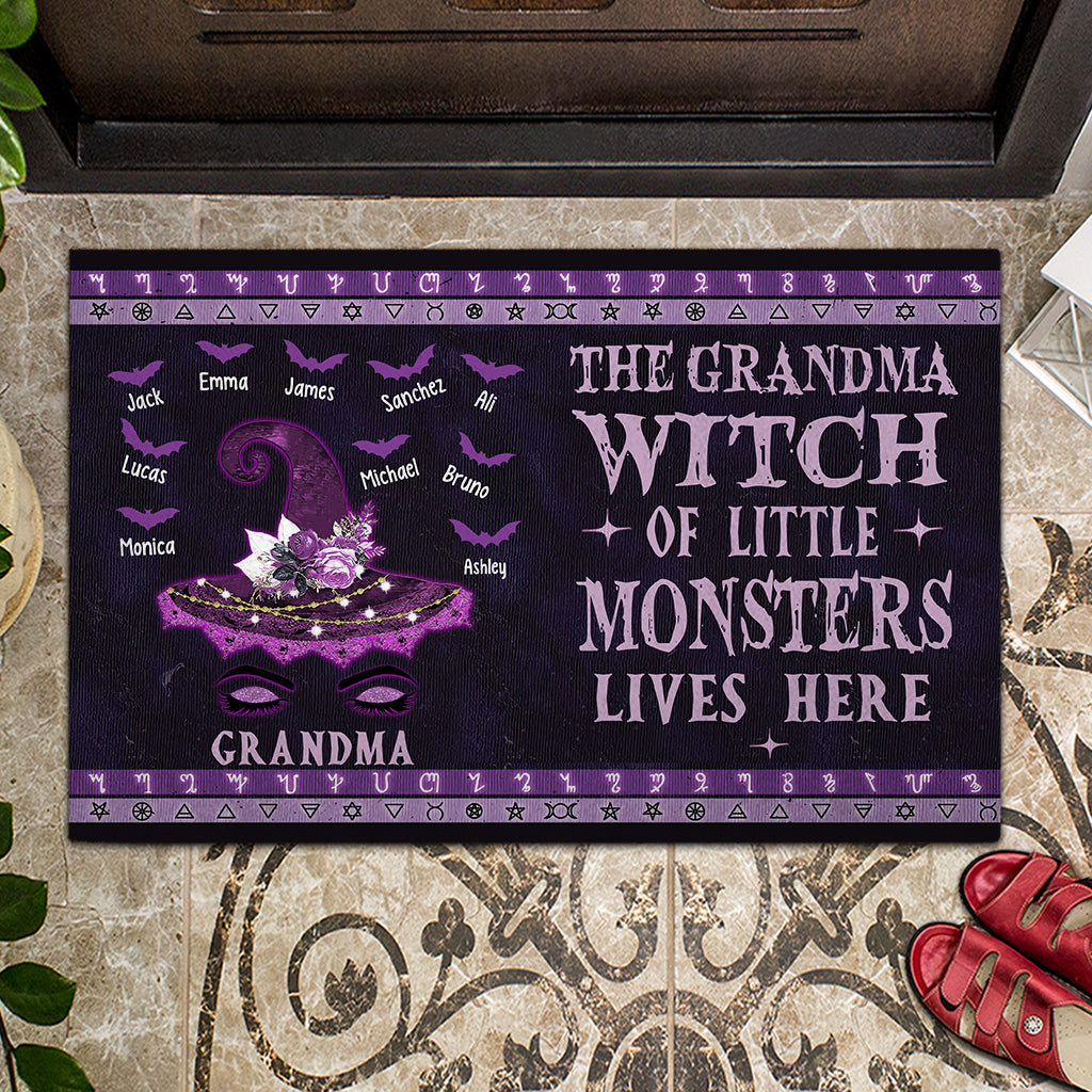 Discover The Grandma Witch of Little Monsters Lives Here - Personalized Grandma Doormat