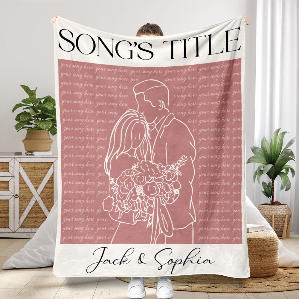 Wedding Song Lyrics Print - Personalized Husband And Wife Blanket