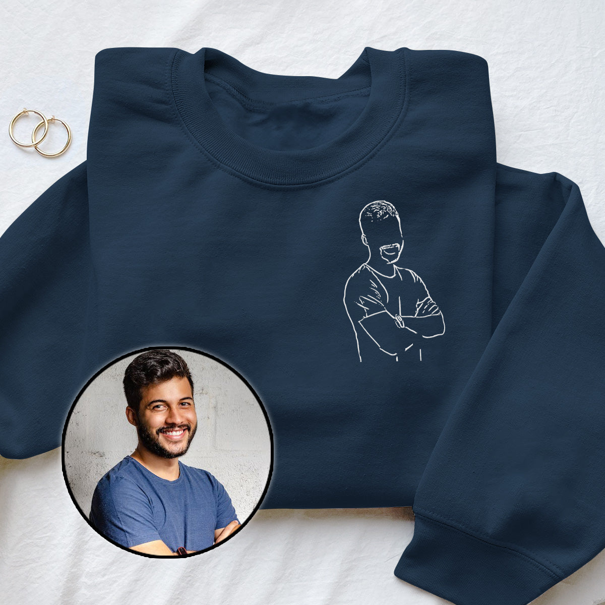 Custom Line Art - Personalized Son Embroidered Sweater