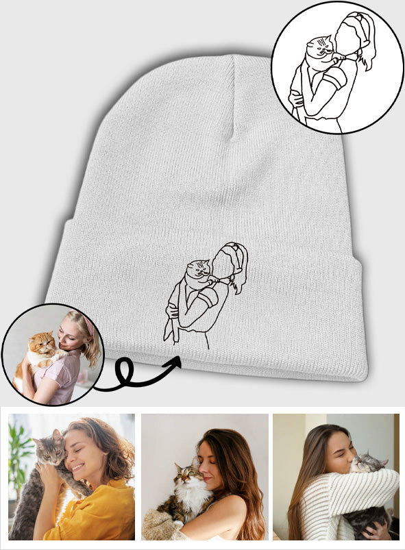 Custom Photo - Personalized Cat Embroidered Beanie