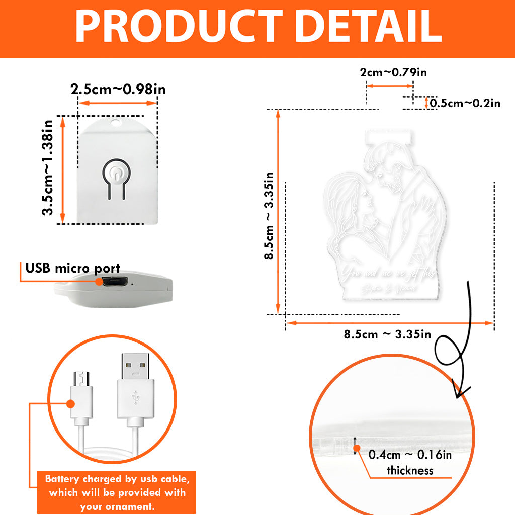 Line Drawing Couple - Personalized Couple Led Acrylic Ornament