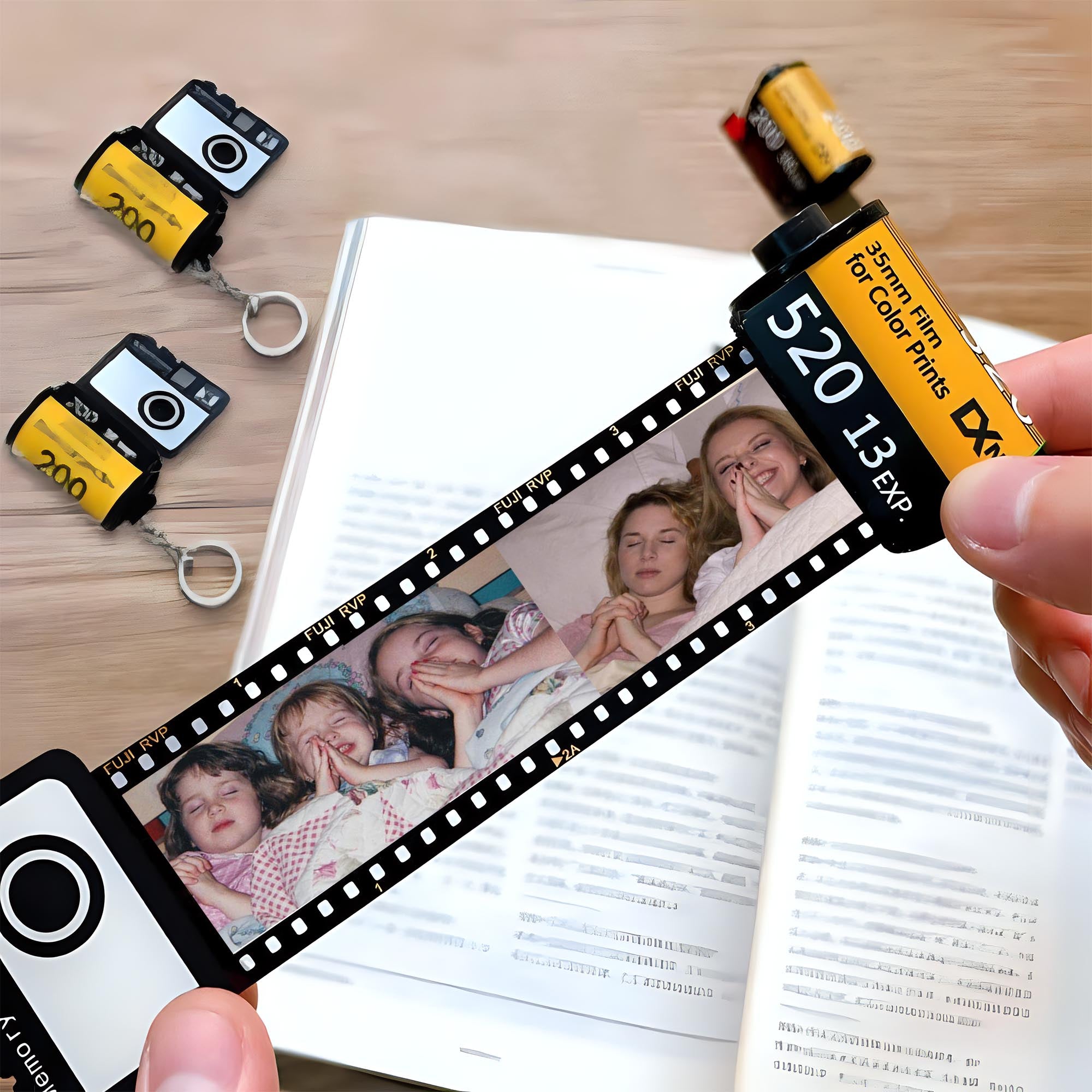 Our Memories - Sibling gift for sister, step brother - Personalized Film Roll Keychain