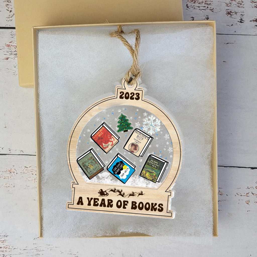 A Year Of Books - Personalized Book 3 Layered Shaker Ornament