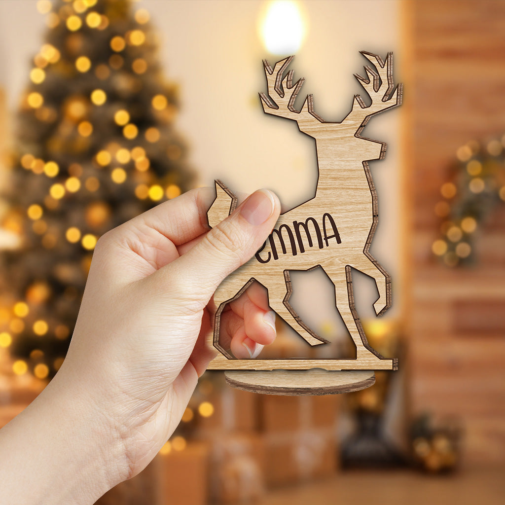 Reindeer Family - Personalized Family Freestanding Wood Plaque