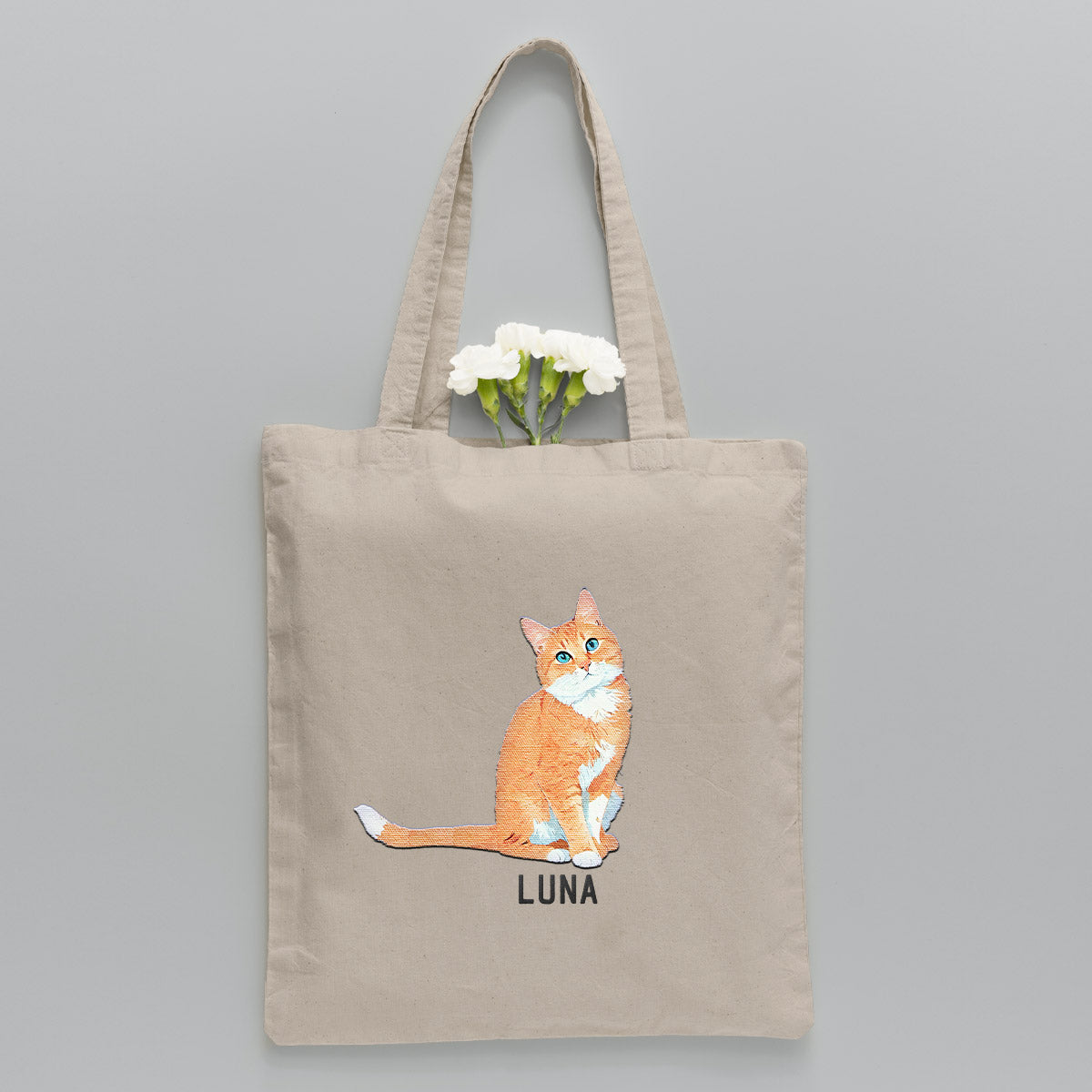 Custom 2D Photo - Personalized Cat Embroidered Tote Bag