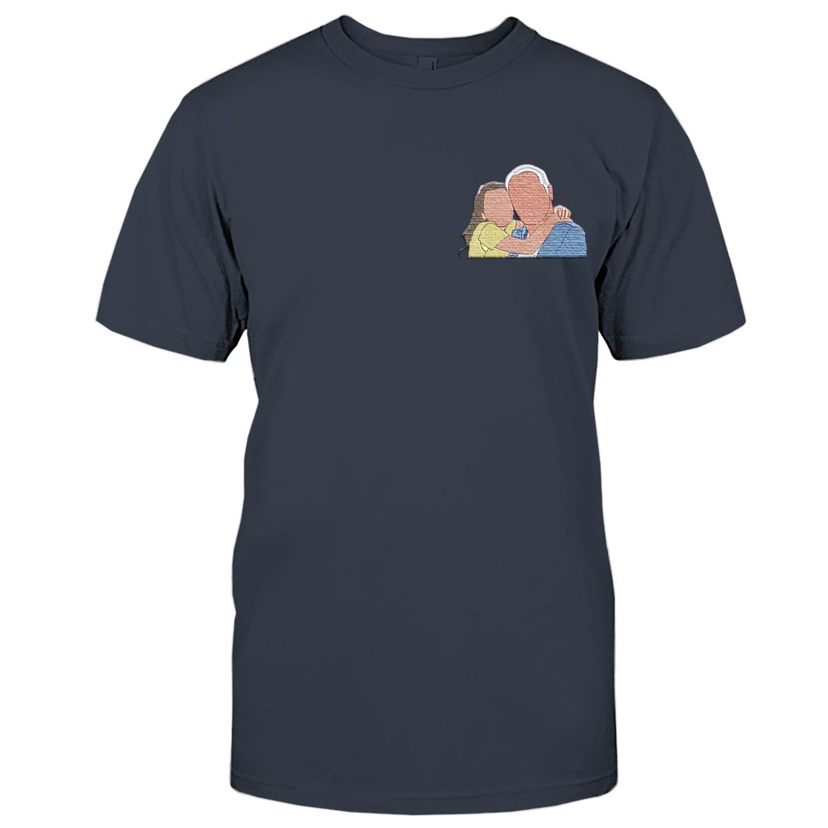 Custom 2D Photo - Personalized Grandpa Embroidered T-shirt