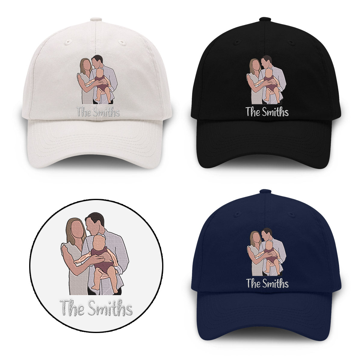 Custom 2D Photo - Personalized Family Embroidered Classic Cap