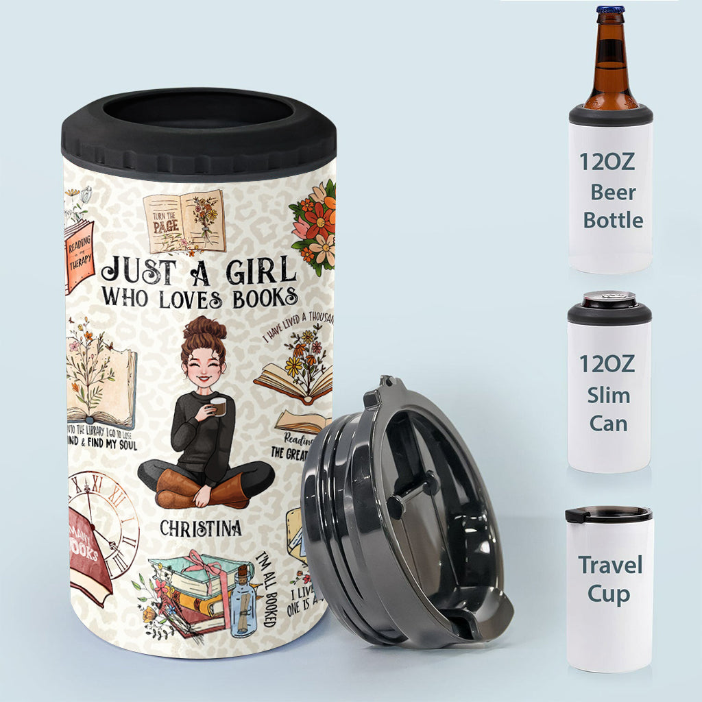Just A Girl Who Loves Books - Personalized Book Can Cooler