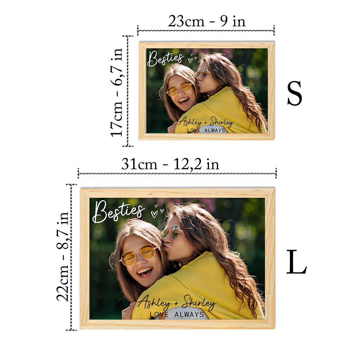 Besties Love Always - Personalized Bestie Light Photo Frame