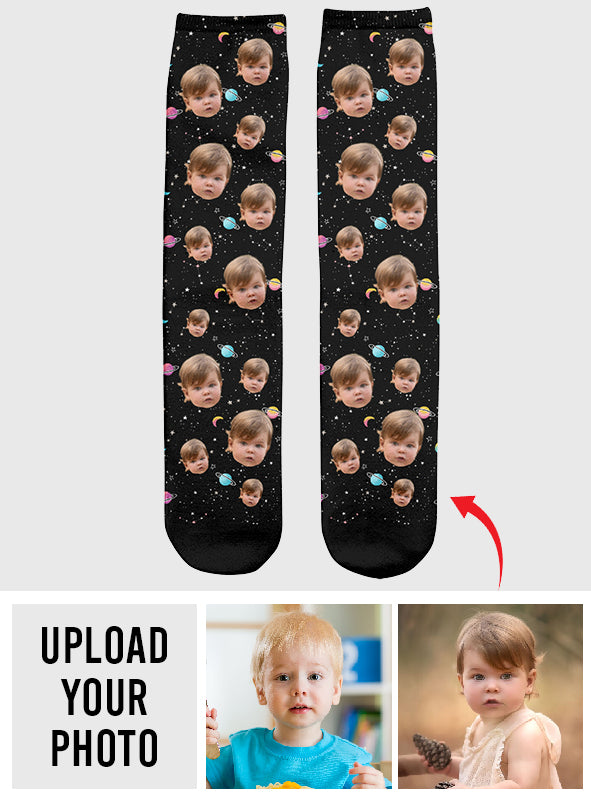 Custom Face Galaxy - Personalized granddaughter Socks