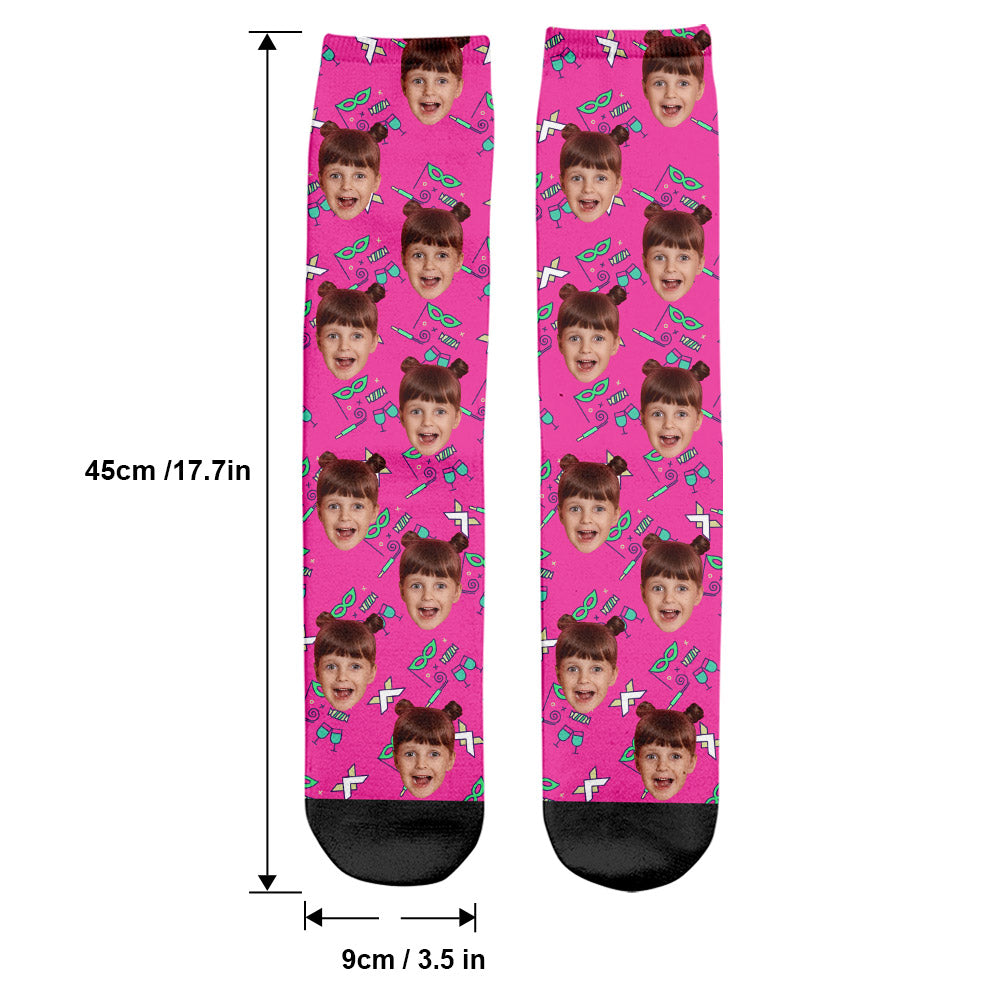 Custom Face Party Pattern - Personalized granddaughter Socks