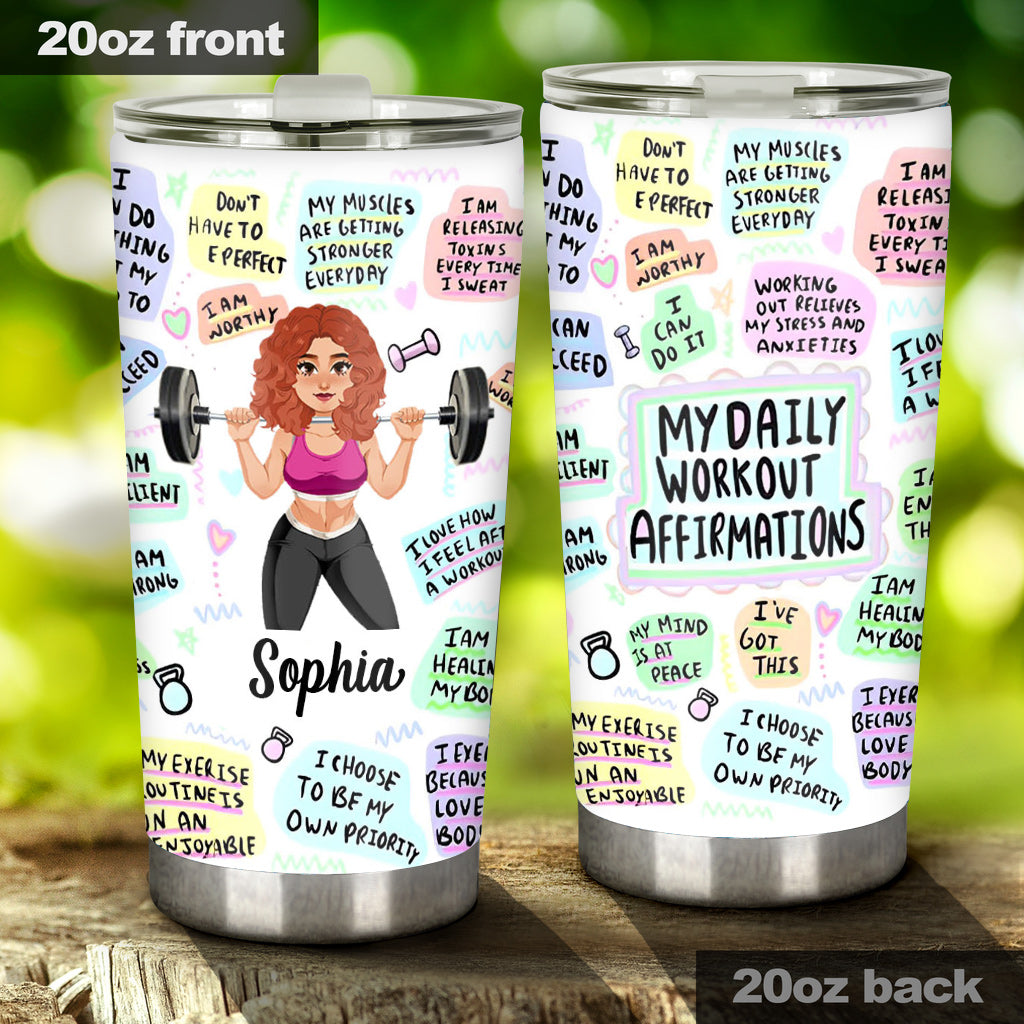 Personalized Female Gymer Water Bottle - My Daily Workout Affirmations -  GoDuckee