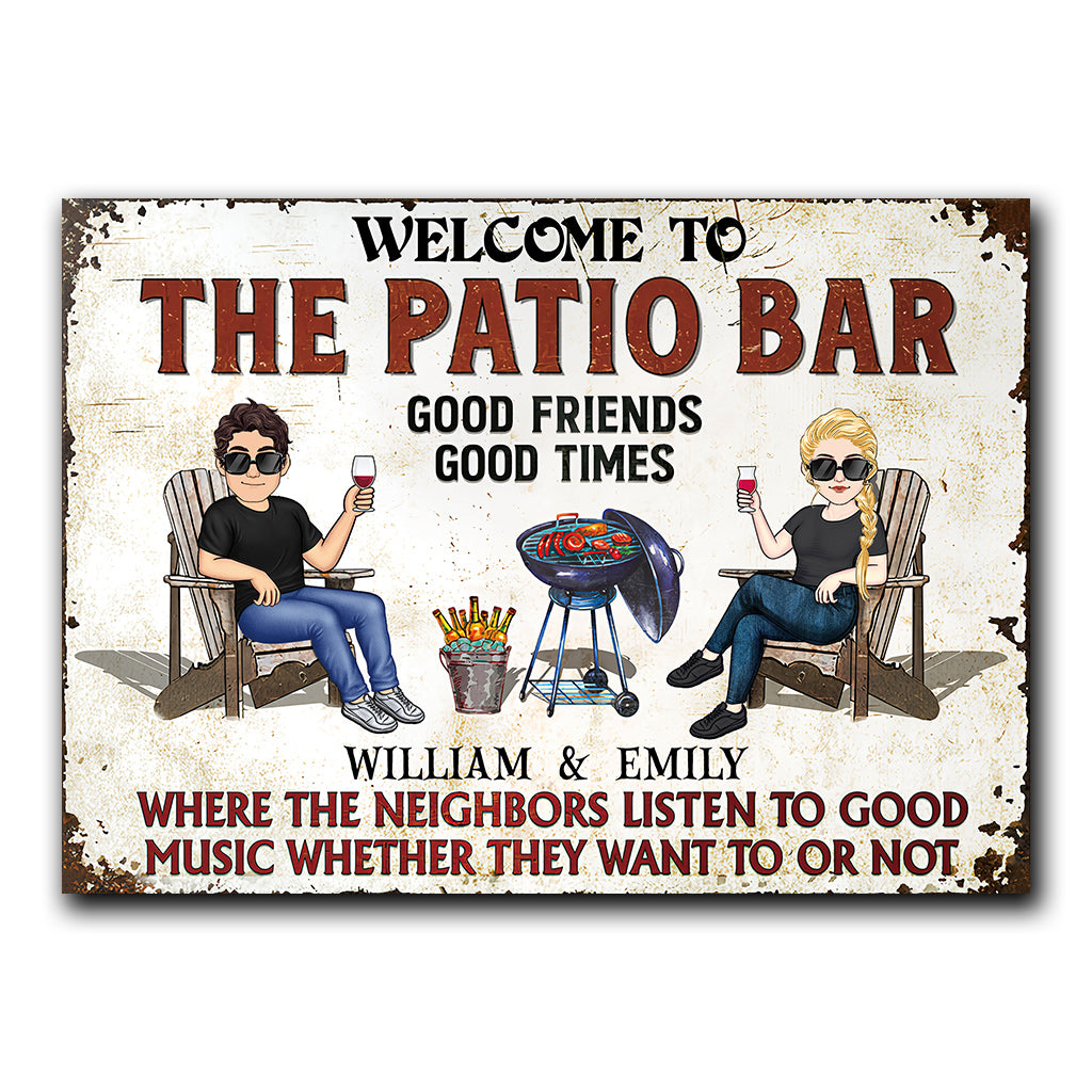 Welcome To The Patio Bar - Personalized Backyard Rectangle Metal Sign