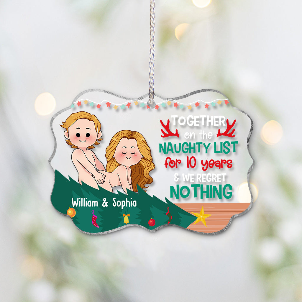 Together On The Naughty List - Personalized Couple Transparent Ornament