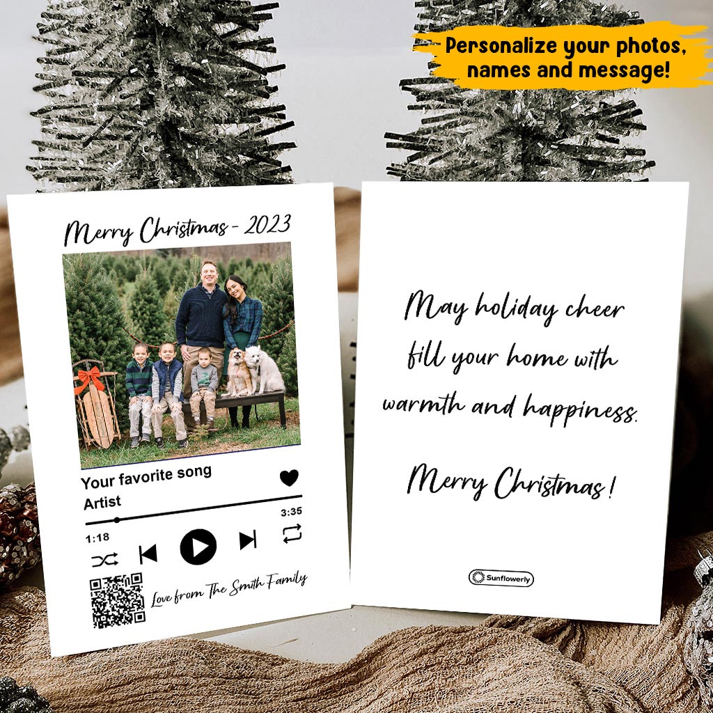 Photo Inserted Favorite Song Scannable QR Code - Personalized Family Greeting Card