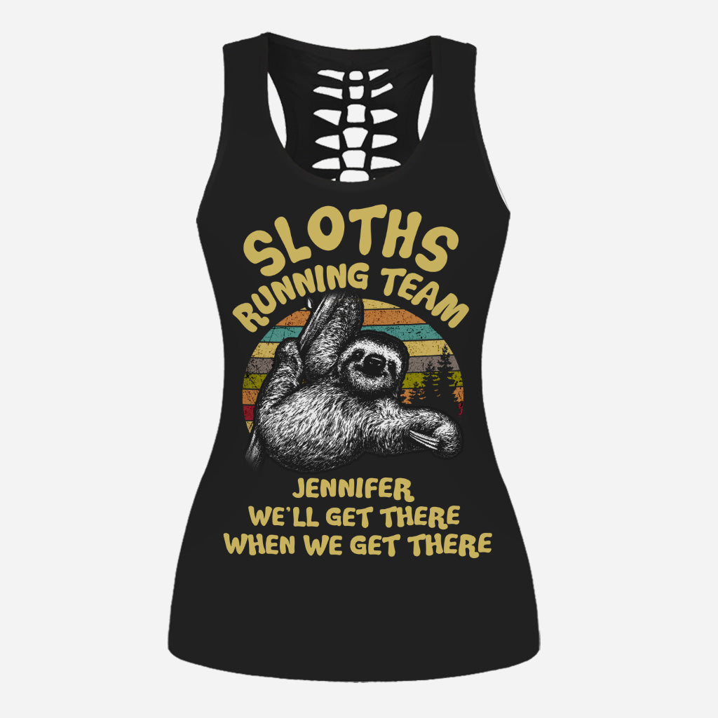 Sloths Running Team - Personalized Running Hollow Tank Top and Leggings