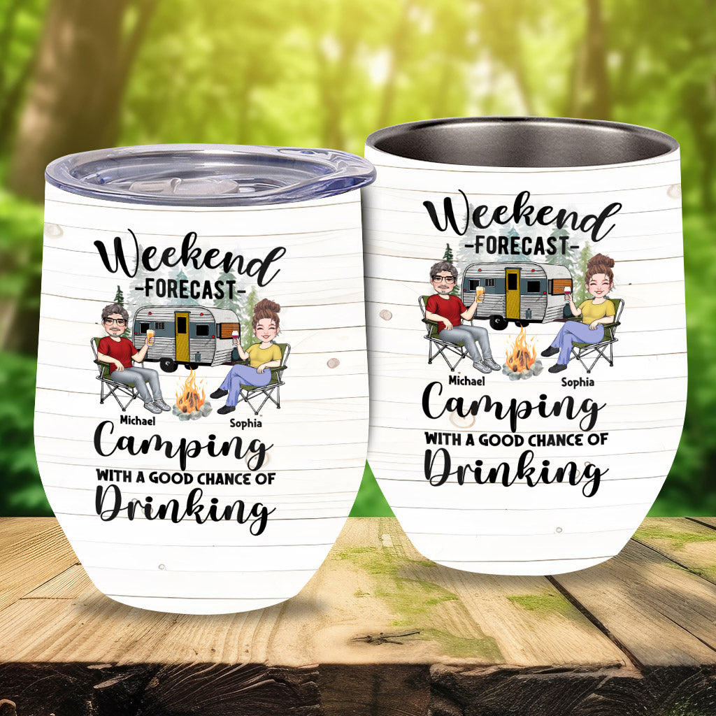 Weekend Forecast - Personalized Camping Wine Tumbler