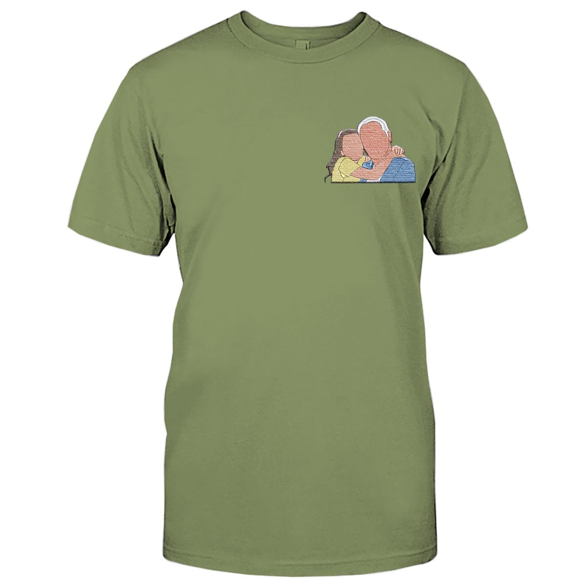 Custom 2D Photo - Personalized Grandpa Embroidered T-shirt