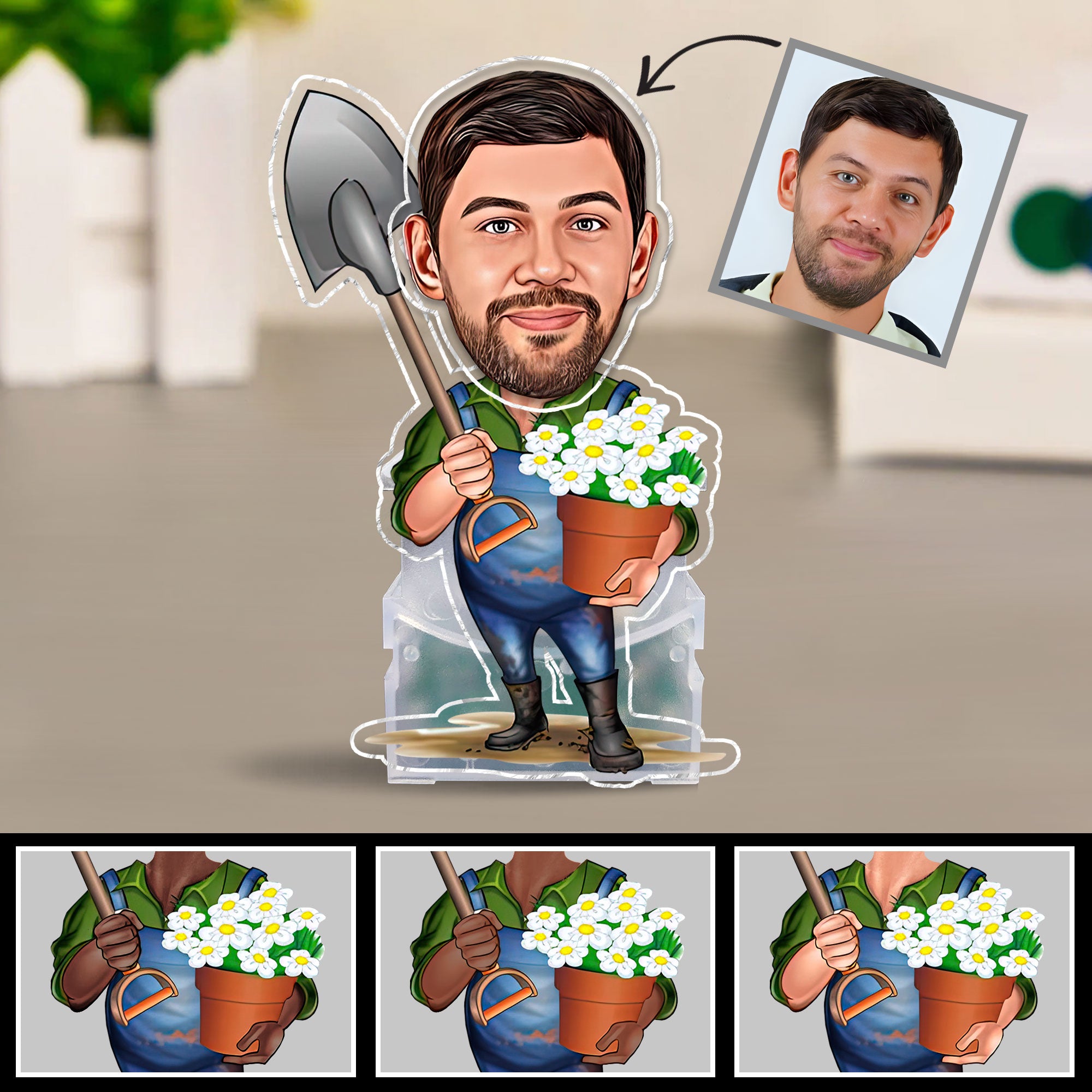 Gardener Caricature - Personalized Gardening Custom Shaking Head