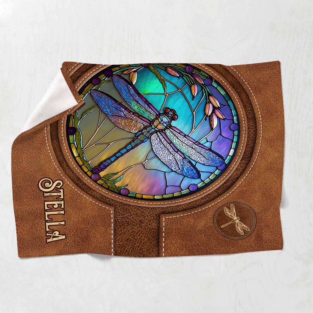 Stained Glass Dragonfly - Personalized Dragonfly Blanket