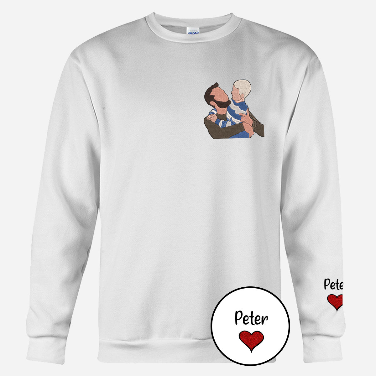 Custom 2D Photo - Personalized Step Dad Embroidered Sweater