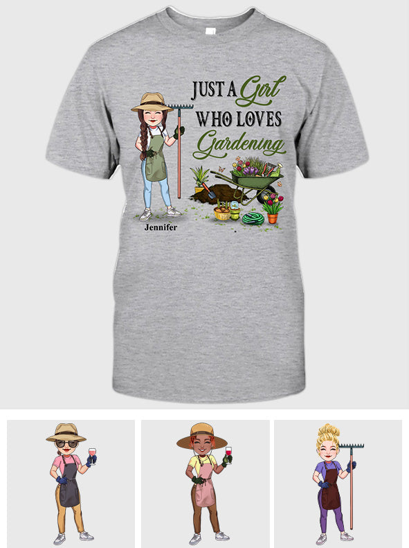 Just A Girl Who Loves Gardening - Personalized Gardening T-shirt & Hoodie