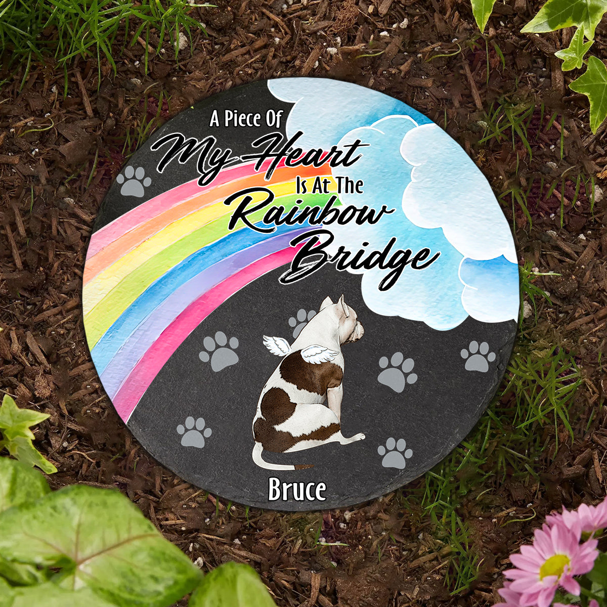 A Piece Of My Heart - Personalized Dog Round Shaped Stone