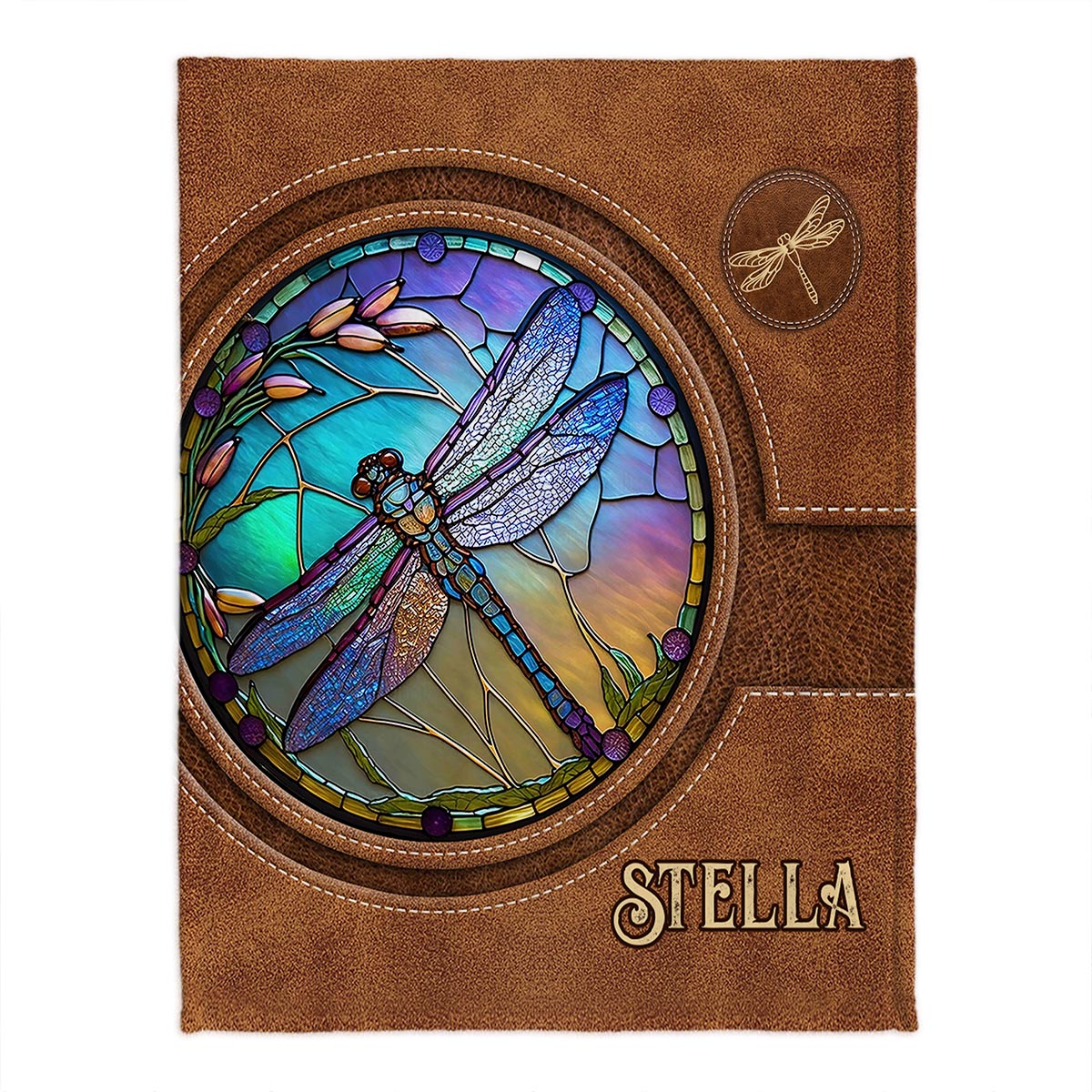 Stained Glass Dragonfly - Personalized Dragonfly Blanket
