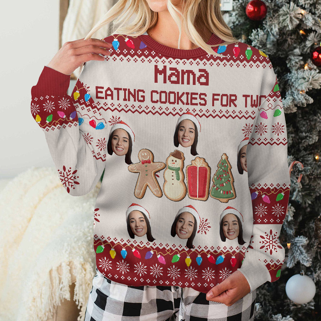 Eating Cookies For Two - Personalized Pregnancy Ugly Sweater