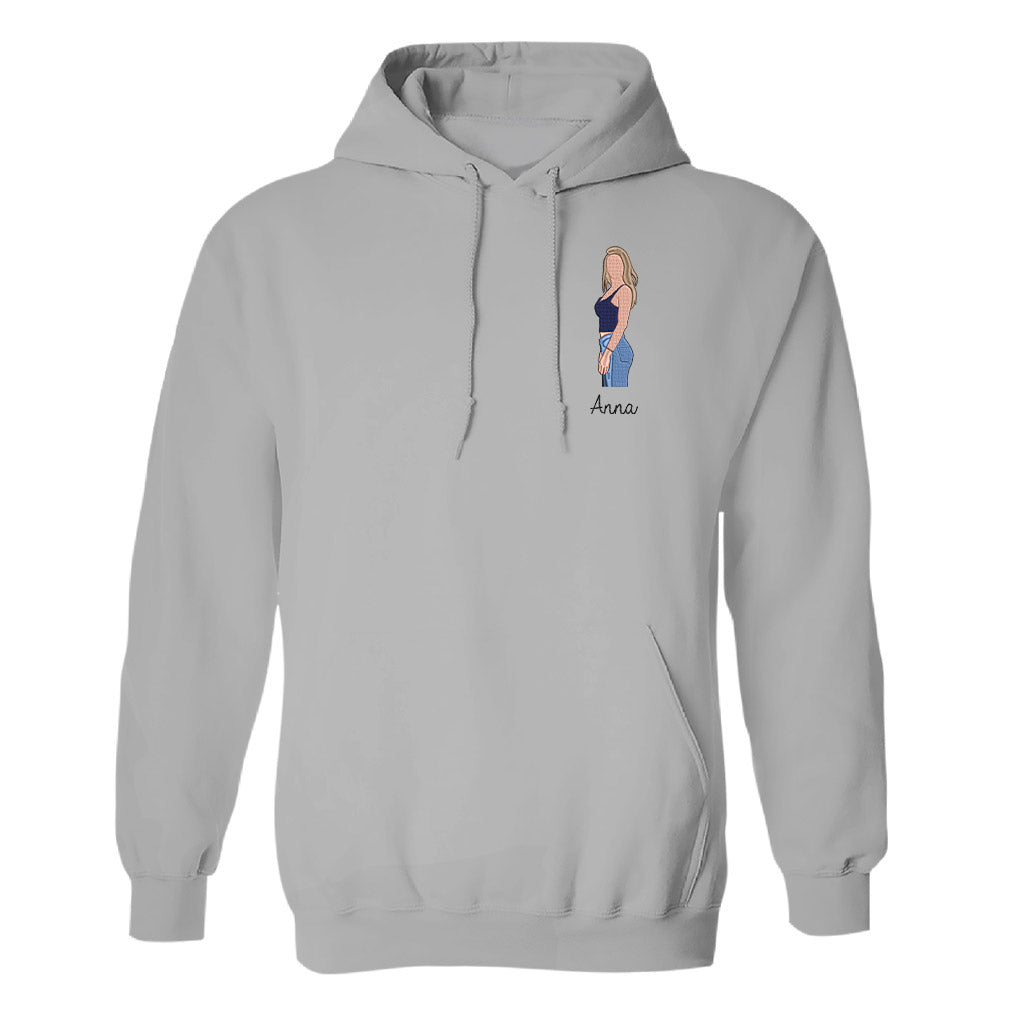 Custom 2D Photo - Personalized Sibling Embroidered Hoodie