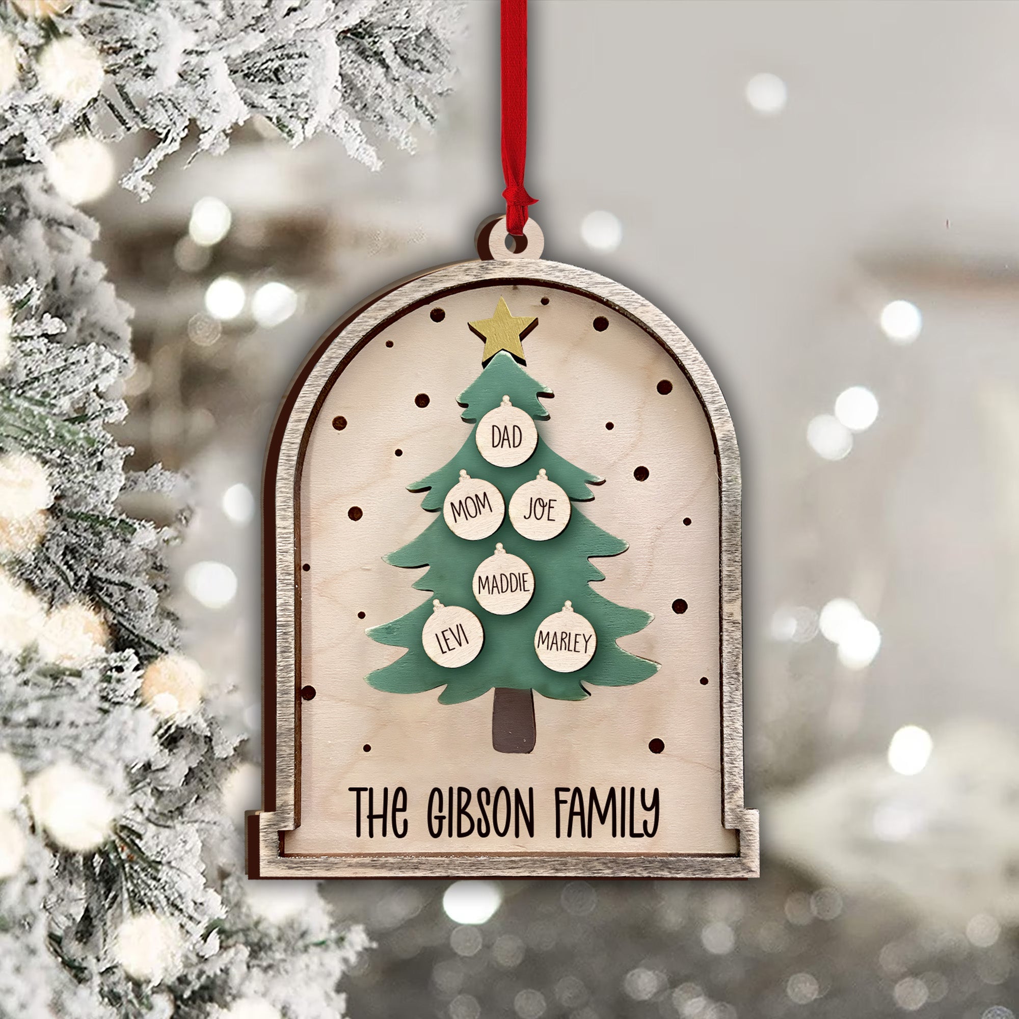 Christmas Tree - Personalized Family 2 Layered Piece Ornament