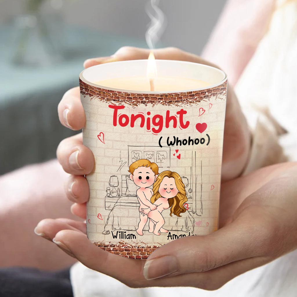 Tonight - Personalized Couple Candle With Wooden Lid