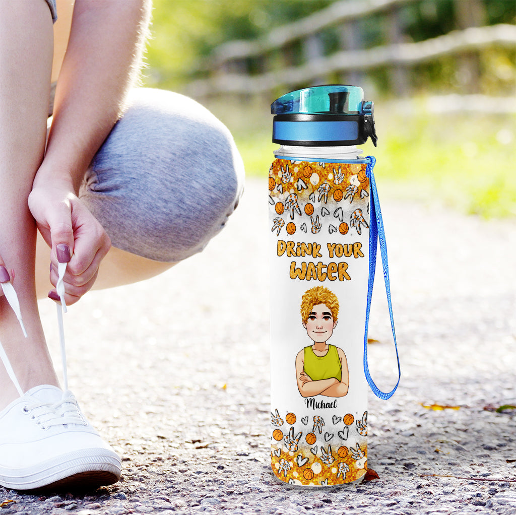 Drink Your Water - Personalized Basketball Water Tracker Bottle