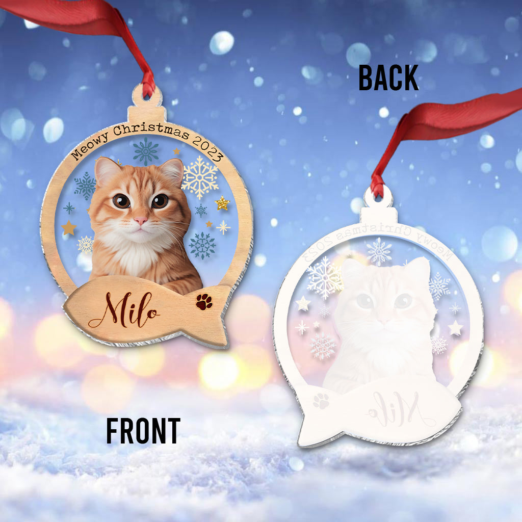 Custom Cartoonized Cat Photo - Gift for cat lovers - Personalized Transparent Ornament