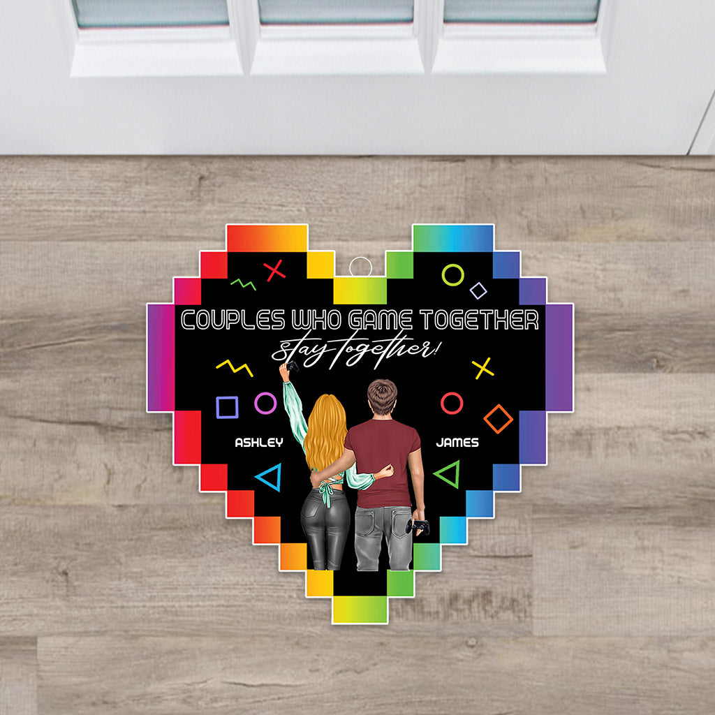 Couples Who Game Together Stay Together - Personalized Video Game Shaped Doormat