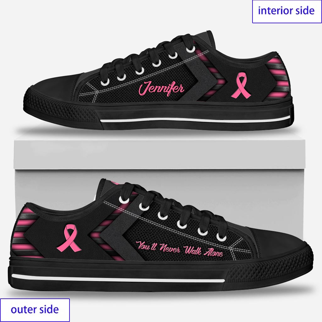 You'll Never Walk Alone - Personalized Breast Cancer Awareness Low Top Shoes