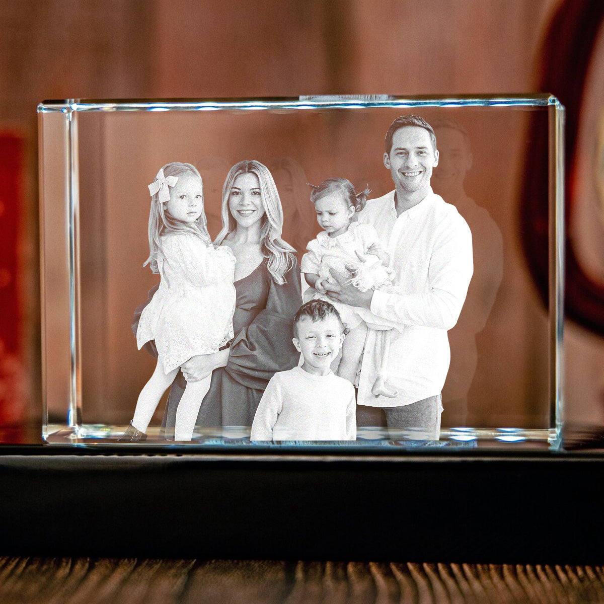 Custom Photo - Personalized Family Laser Engraving 3D Cuboid Shaped Crystal Lamp