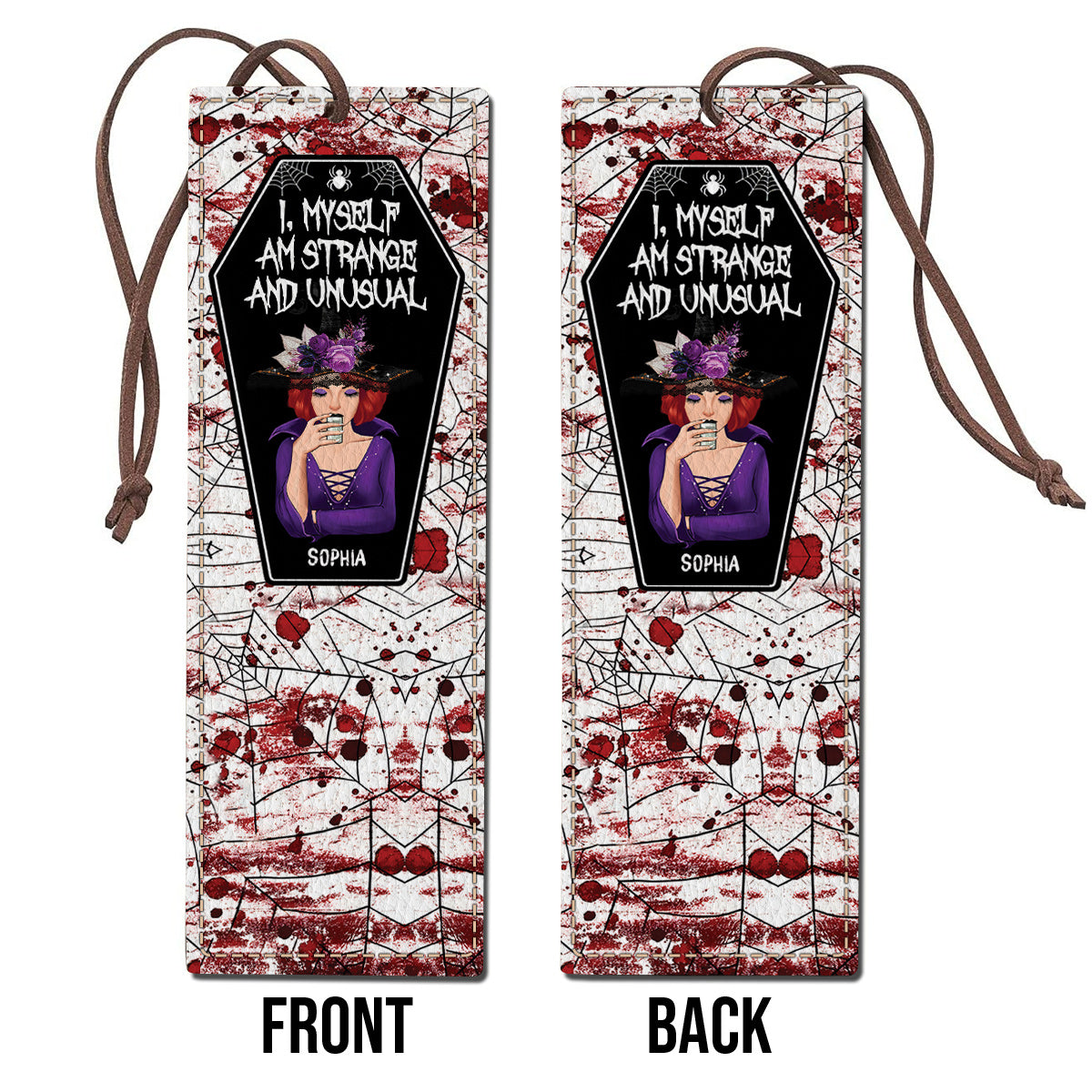 I Myself Am Strange and Unusual - Personalized Witch Leather Bookmark