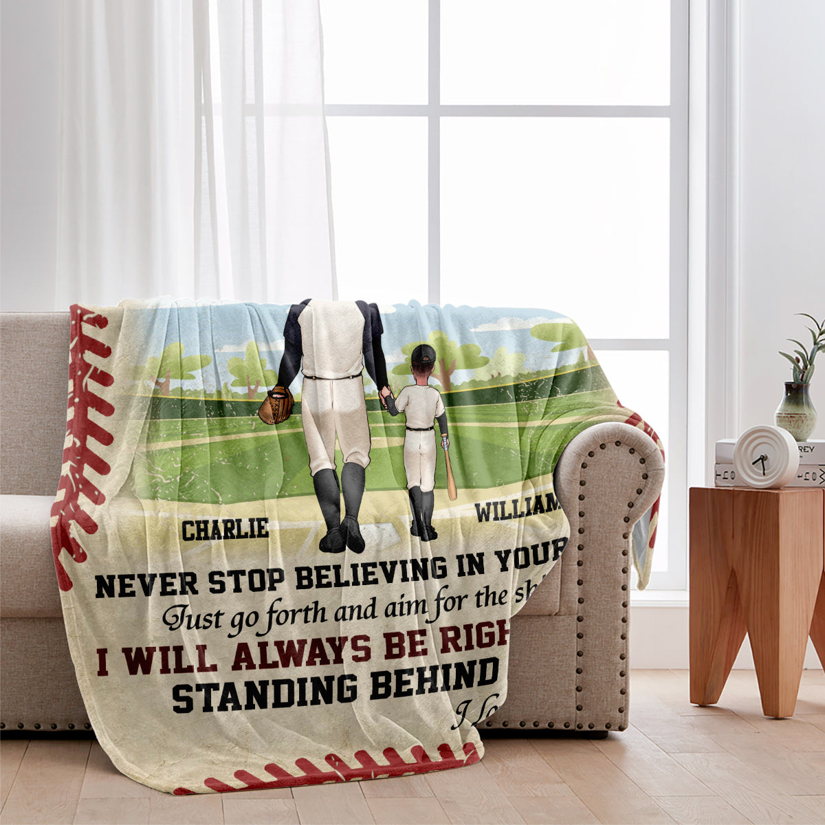 I Will Always Be Right Here - Personalized Baseball Blanket